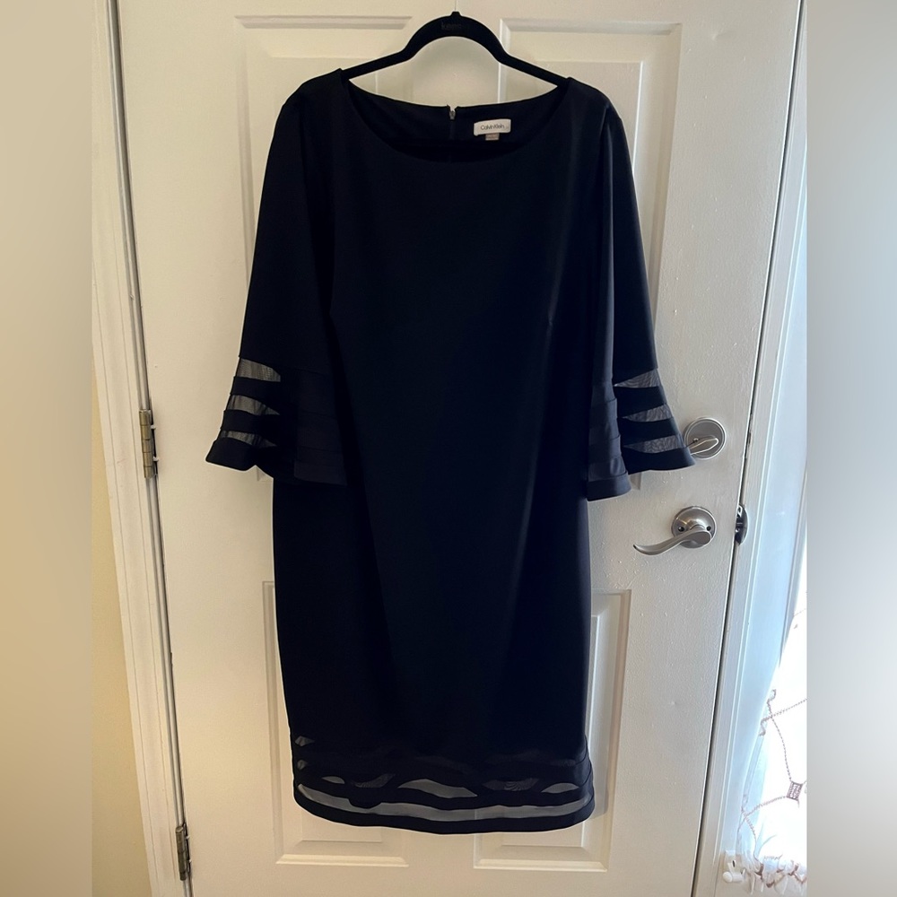 Calvin Klein Plus Size Sheer Stripe Sheath Dress sexy little black dress
